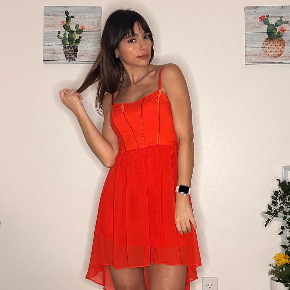 Red orange cocktail dress 👗🍸🧡 - Picture 4 of 6